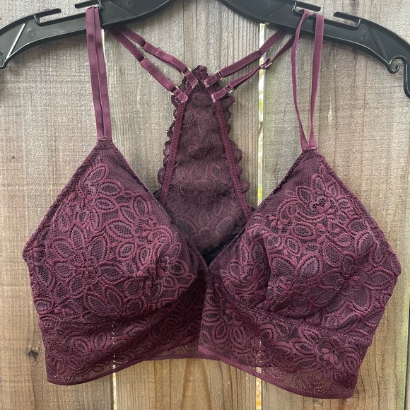 aerie Other - Aerie Lace Racerback Bralette in Deep Plum Medium
